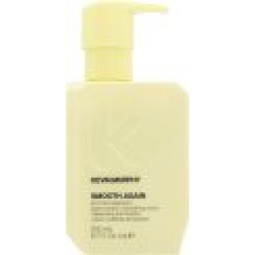 Flacone beige con dosatore giallo. Scritta: SMOOTH.AGAIN. Marchio Kevin Murphy.