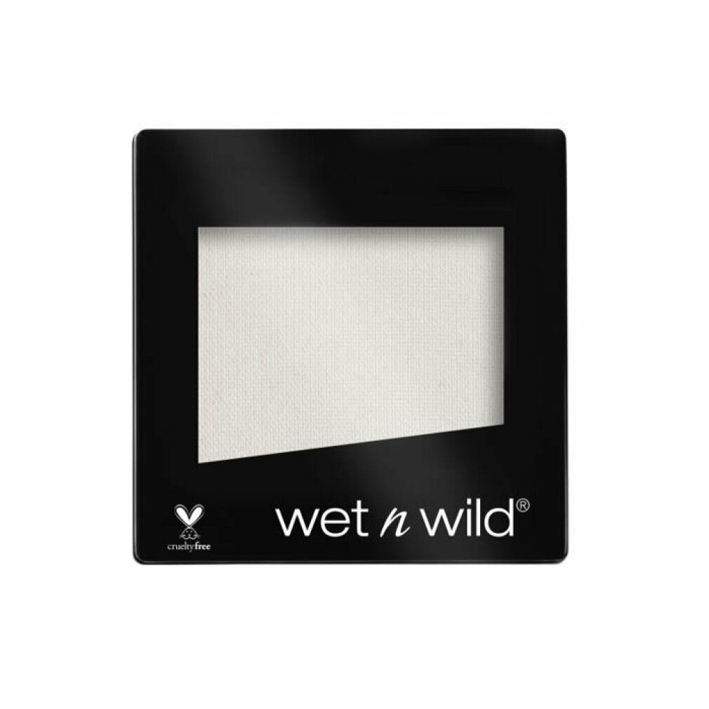 Palette ombretto quadrata nera con ombretto bianco. Marchio: wet n wild. Logo cruelty-free.