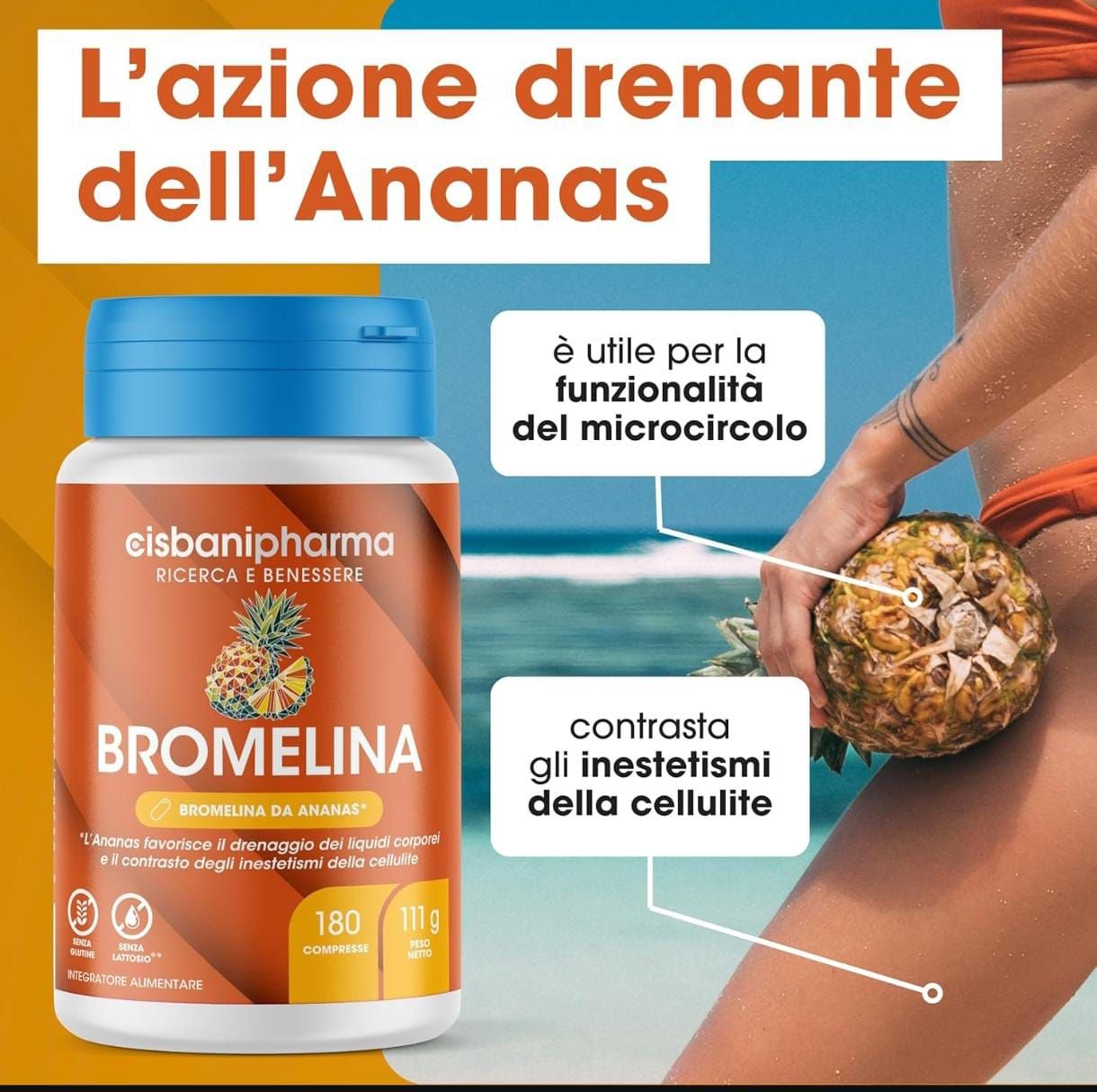 Cisbani Pharma Bromelina - Integratore Alimentare contro la cellulite