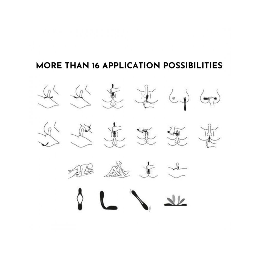 Illustrazioni delle possibilità di applicazione. Più di 16 possibilità. Diversi pittogrammi.