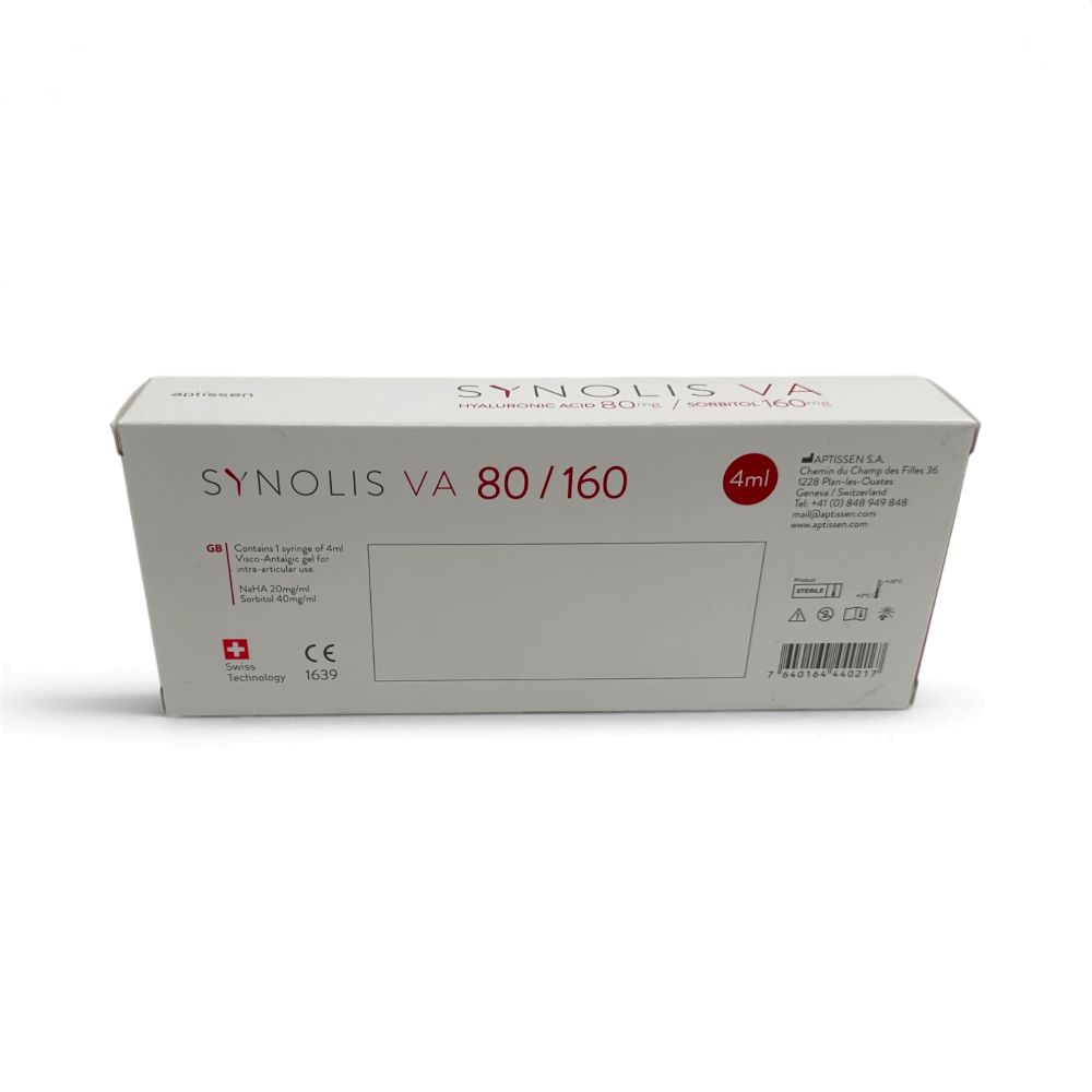 Confezione per Synolis VA 80/160, 4ml. Contiene gel di acido ialuronico.