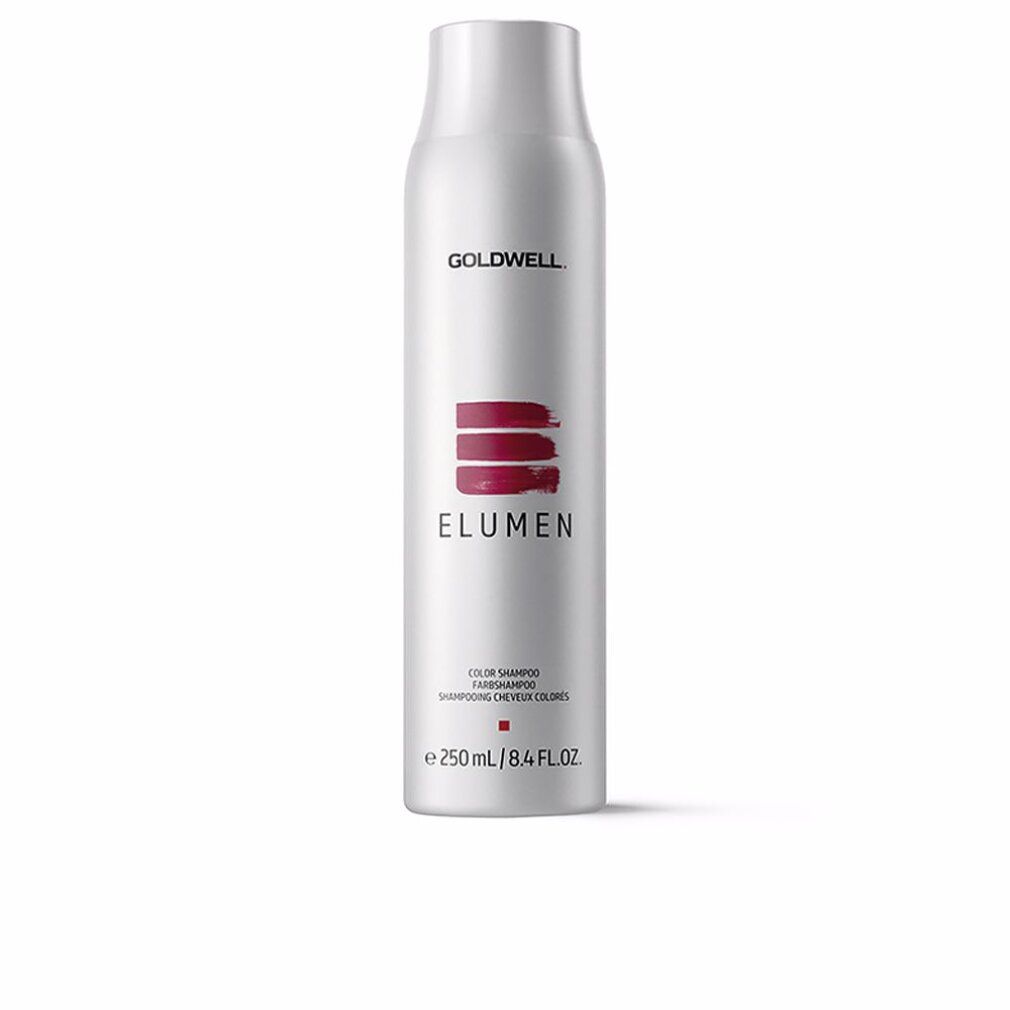 Flacone bianco con motivo a strisce rosse e scritta ELUMEN. Logo Goldwell in alto. 250 ml.
