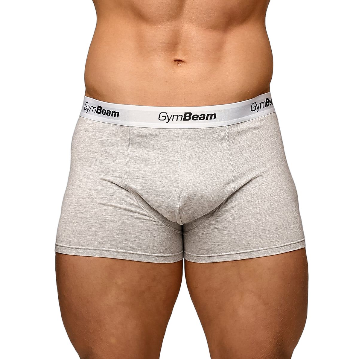 GymBeam Boxer uomo Essentials 3Pack grigio, set da 3 in cotone con elastan