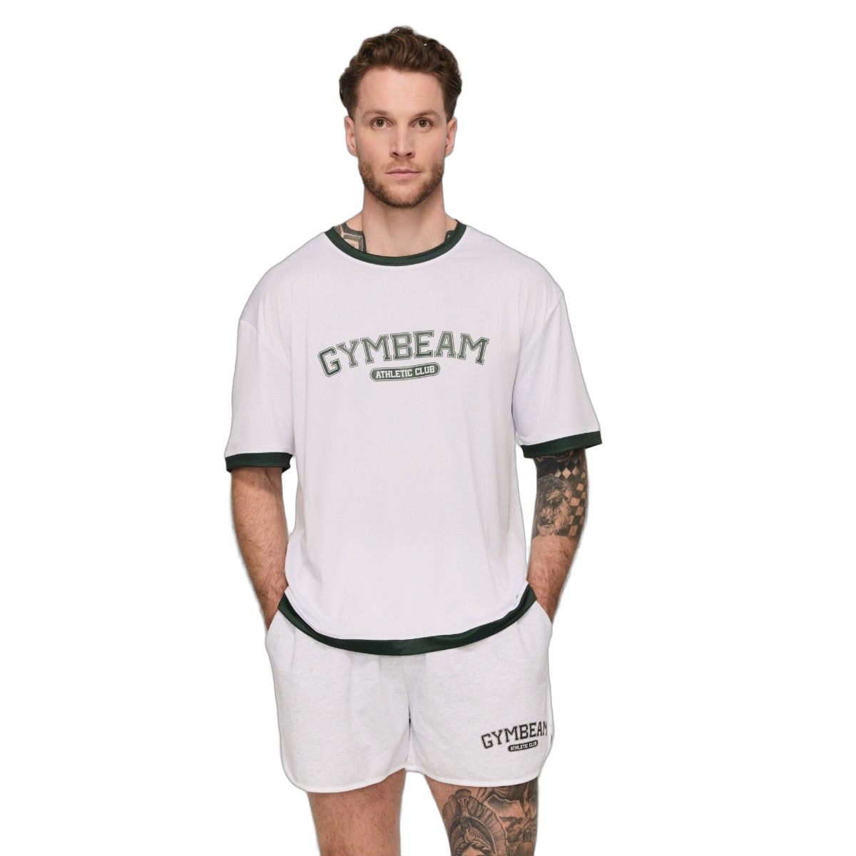 GymBeam Pantaloncini sportivi uomo oversize con tasche Varsity grigio