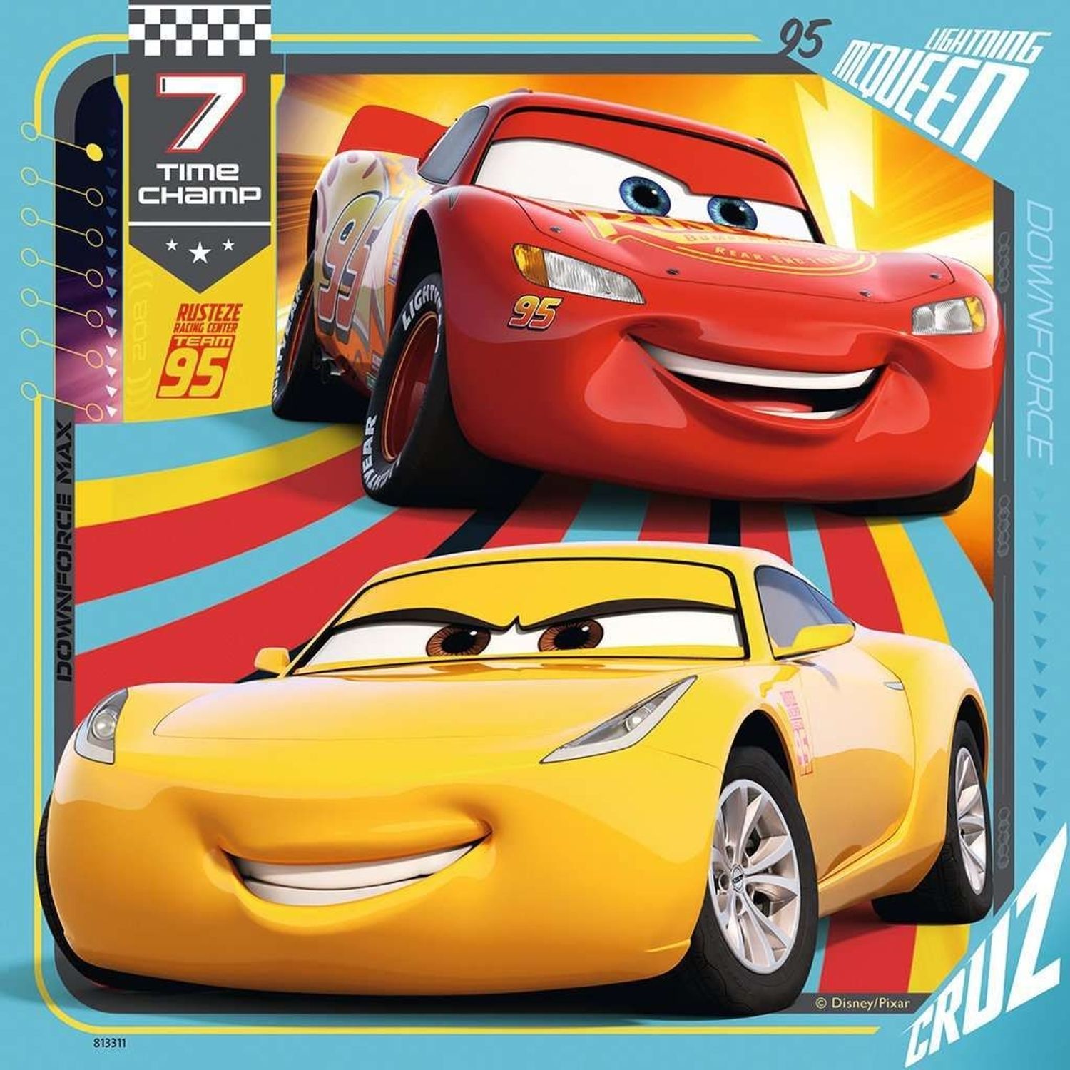 Puzzle Disney Cars 3, 3x49 pezzi.