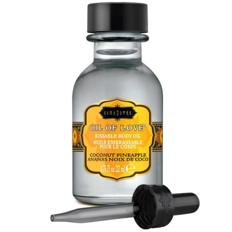 Kamasutra Oil of Love Cocco/Ananas, flacone da 22 ml con contagocce.