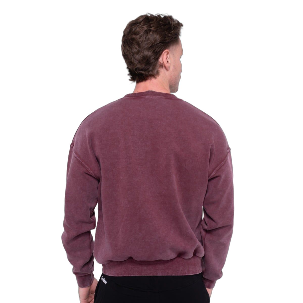 GymBeam Felpa uomo oversize girocollo Spike burgundy senza cappuccio
