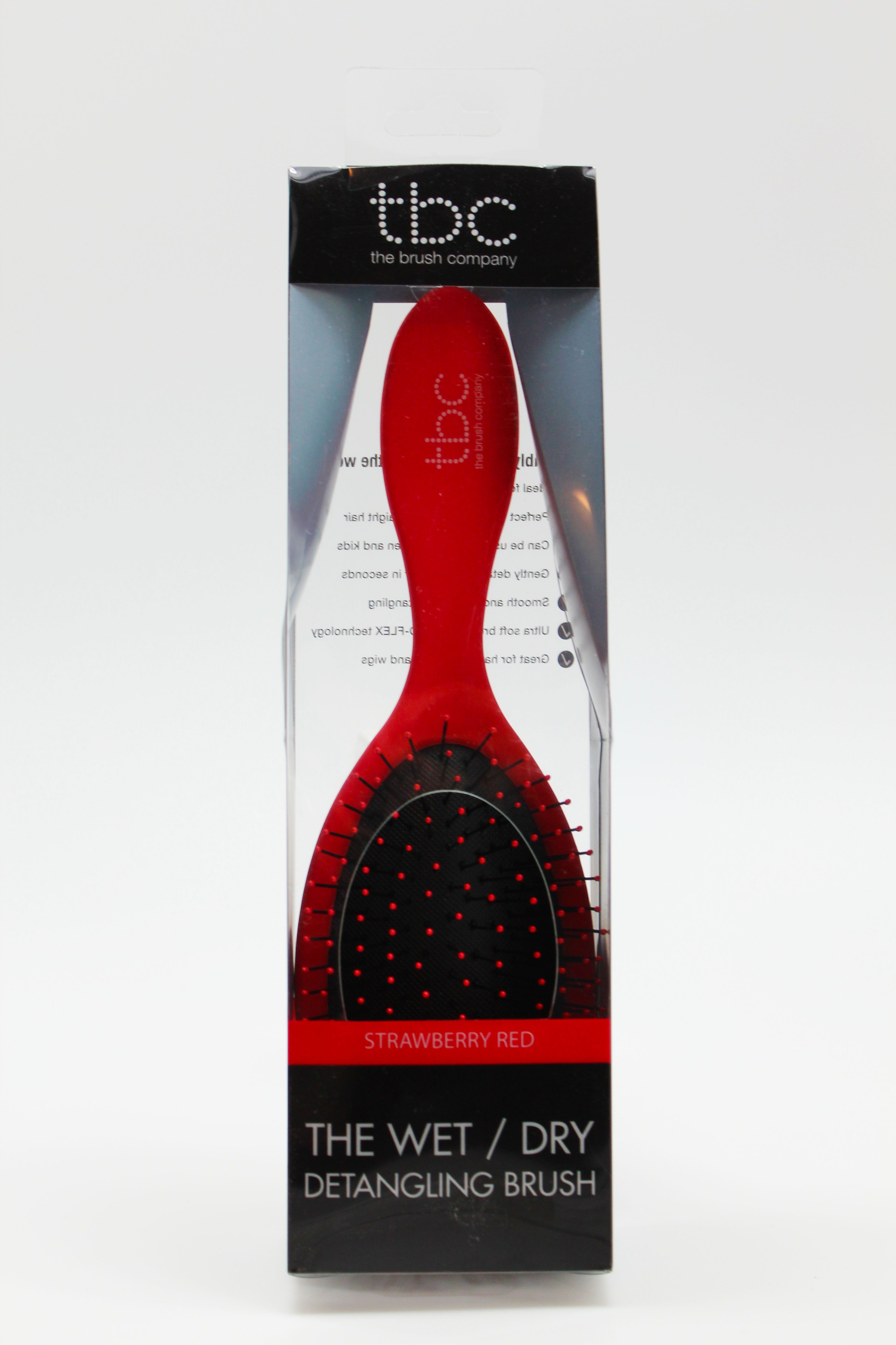 Spazzola per capelli TBC Wet & Dry rossa in Strawberry Red, confezionata.