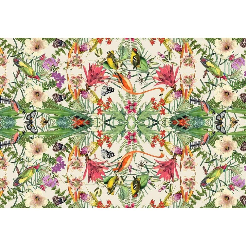 Puzzle con motivo tropicale: uccelli, fiori, farfalle. 99 pezzi. Colori vivaci.