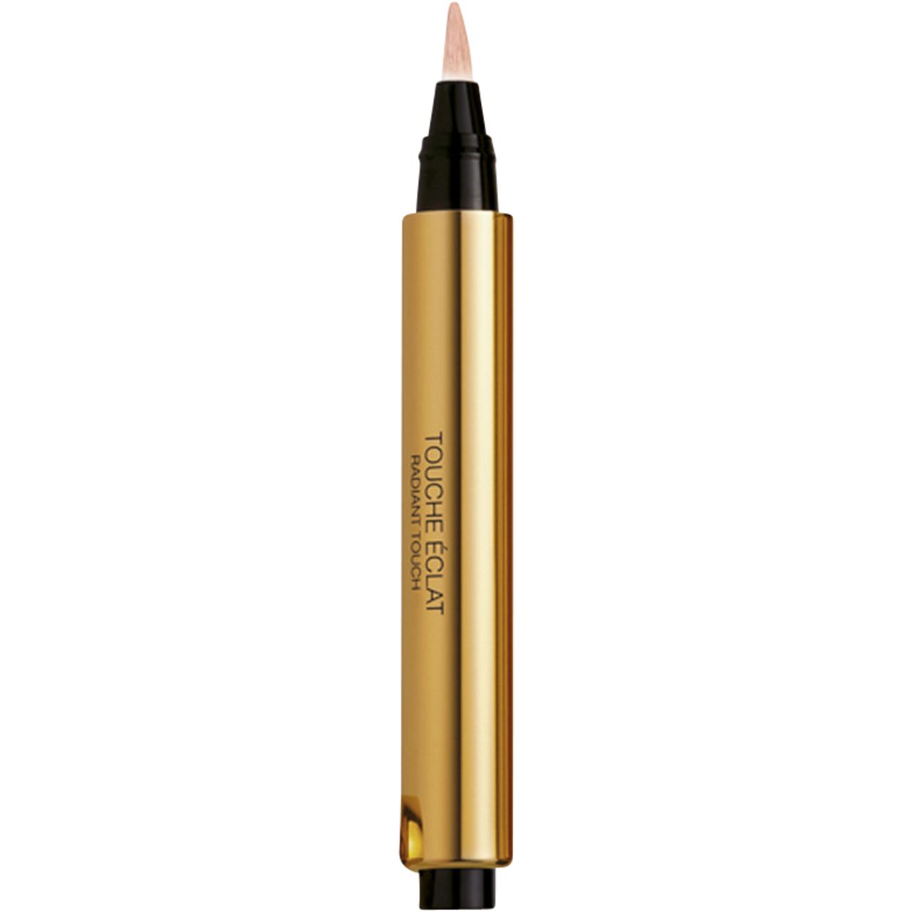 Penna dorata con applicatore nero. Scritta YVES SAINT LAURENT e TOUCHE ÉCLAT.
