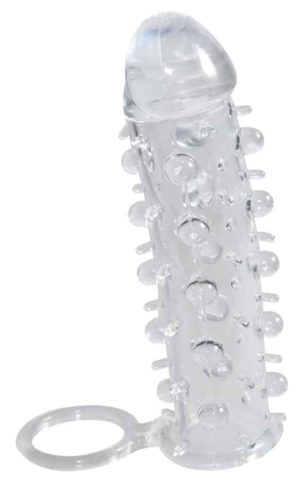 Anello per pene trasparente con bottoni e anello flessibile.