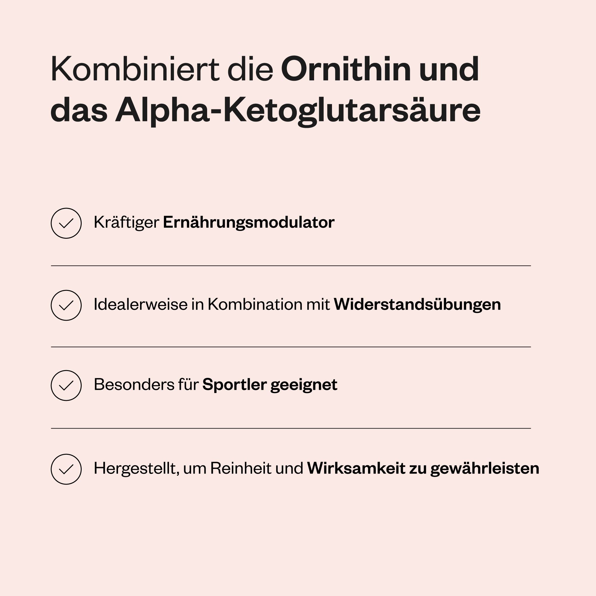 Combina ornitina e alfa-chetoglutarato: potente modulatore nutrizionale, ideale per sportivi, prodotto per purezza ed efficacia.