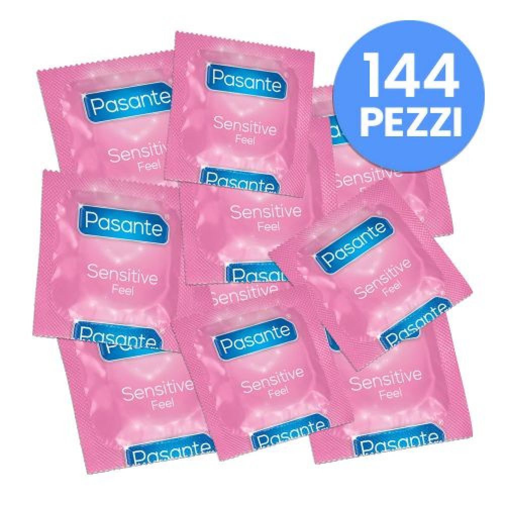 Confezioni rosa di preservativi Pasante Sensitive Feel. Contiene 144 pezzi.
