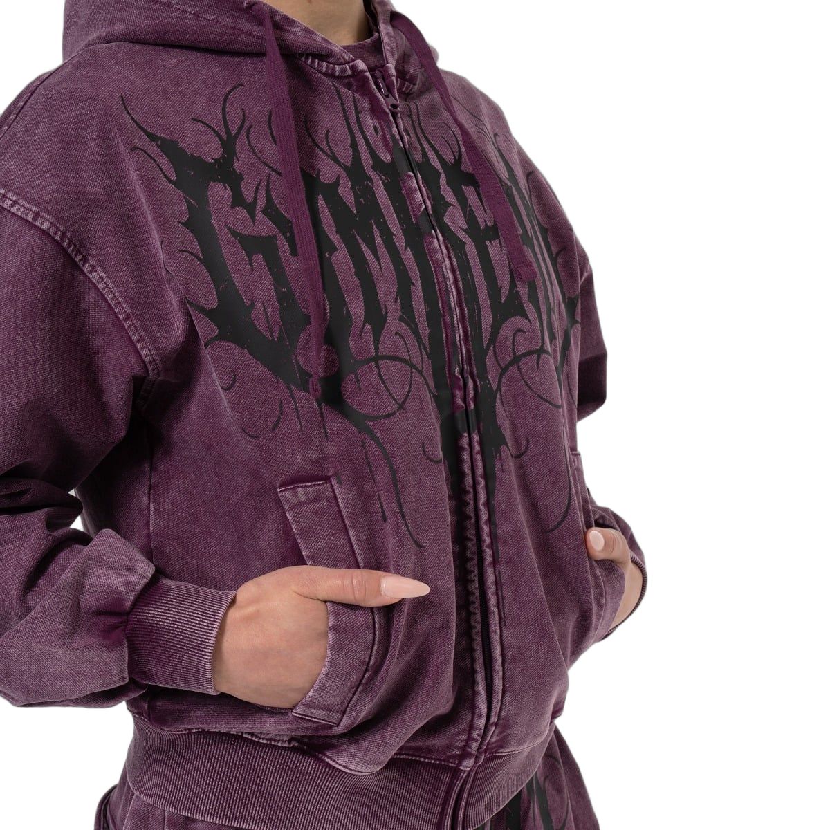 GymBeam Felpa donna oversize con cappuccio e zip Abyss Raisin