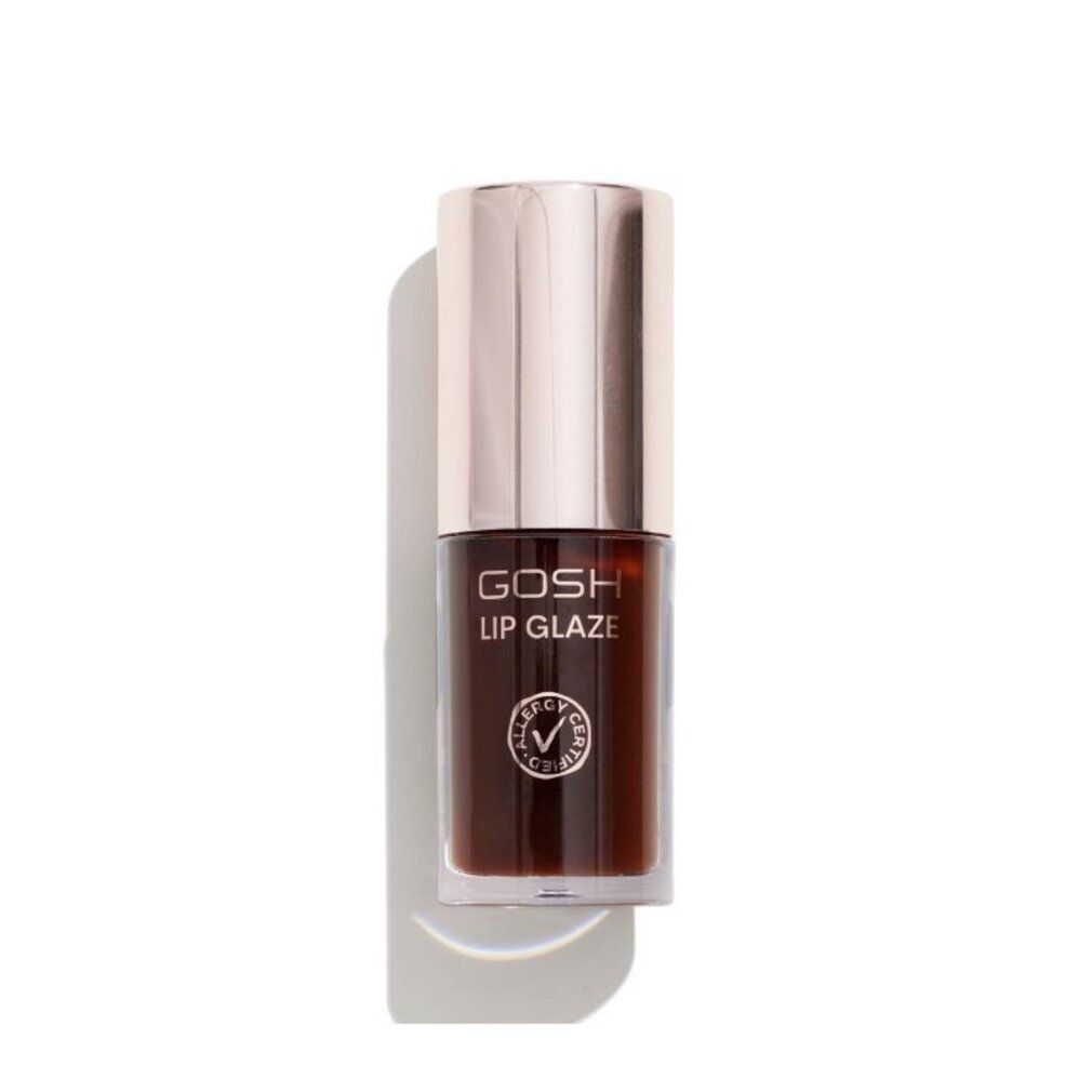 GOSH Lip Glaze in flacone di vetro marrone con applicatore argentato.