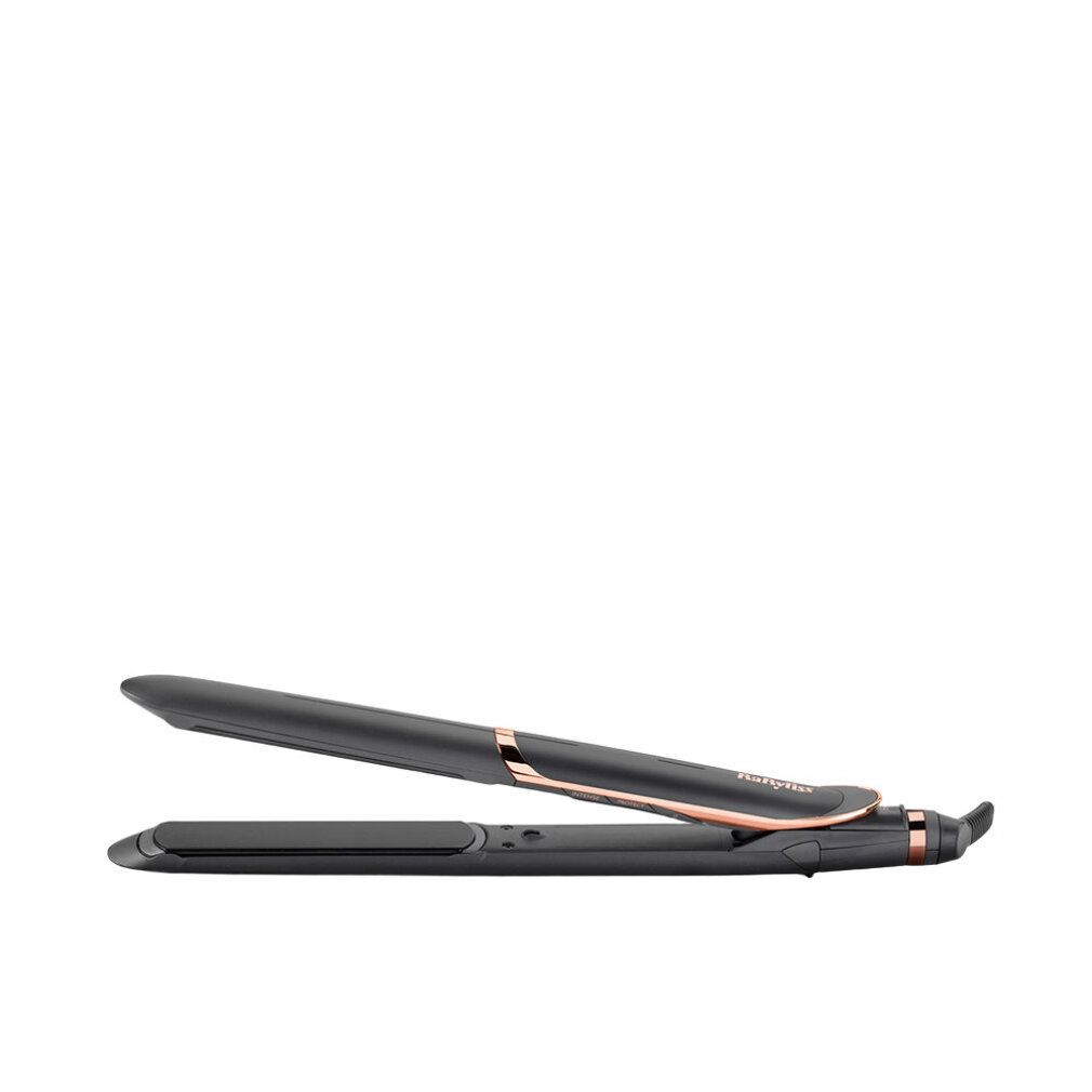 Piastra per capelli nera con dettagli color rame. Logo BaByliss visibile. L'apparecchio è aperto.