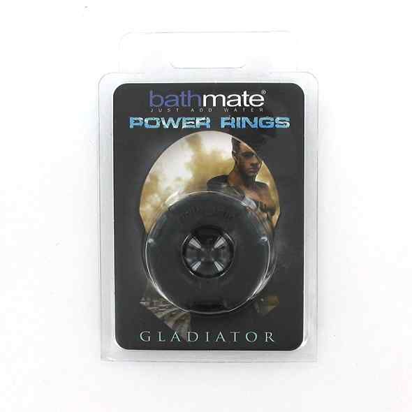 Confezione con anello nero, nome "POWER RINGS" e "GLADIATOR".
