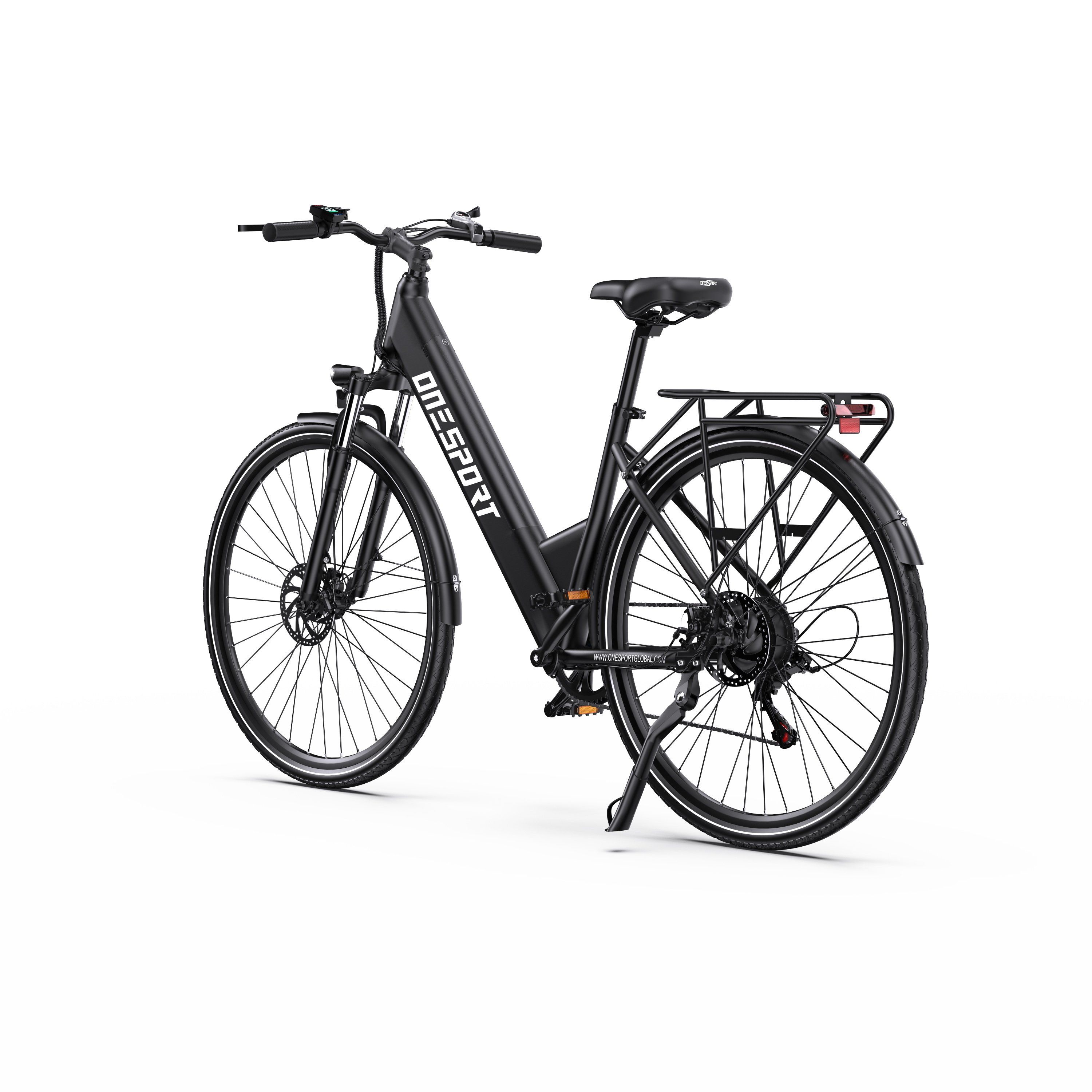 ONESPORT OT12 Bicicletta elettrica urbana da 27,5", batteria da 36 V 13 Ah, supporto app