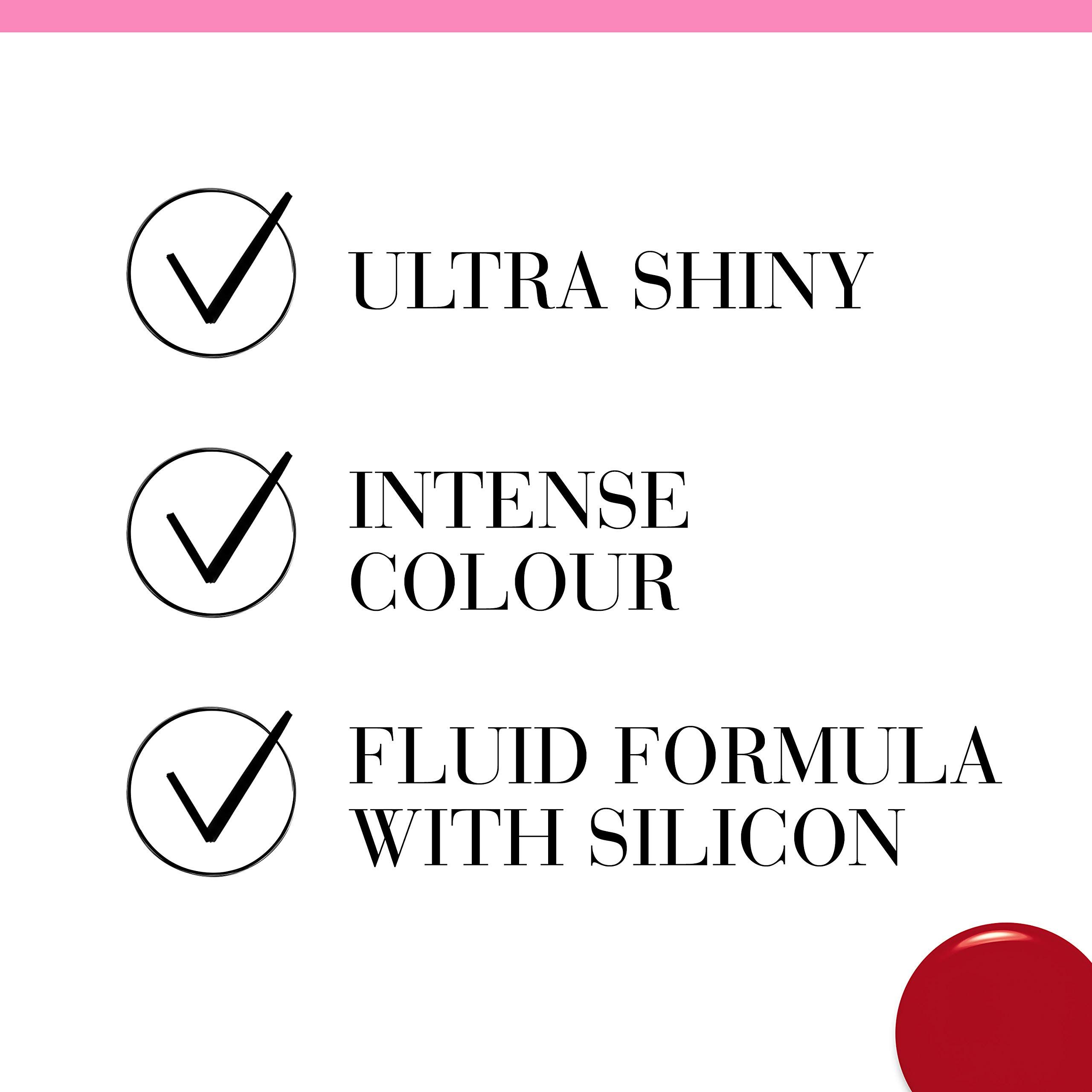 Testo con 'Ultra Shiny', 'Intense Colour' e 'Fluid Formula with Silicon'.
