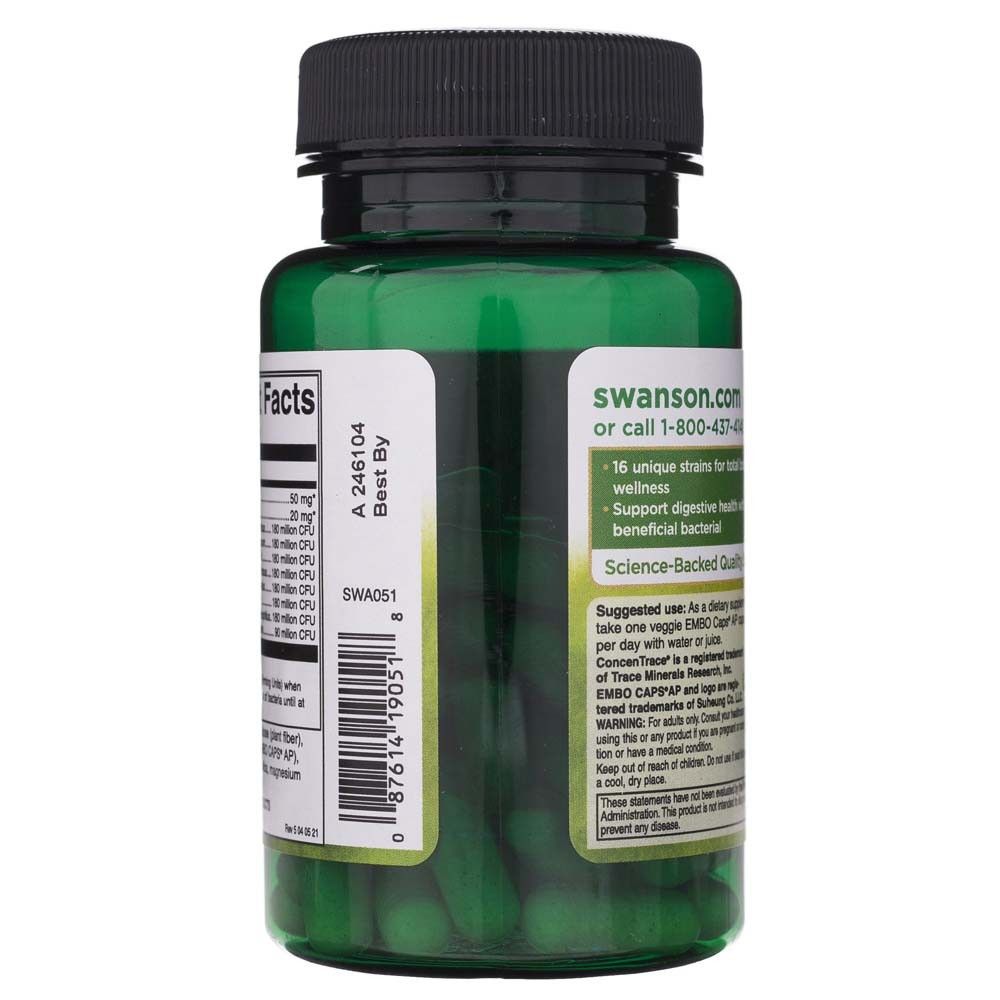 Lato di un flacone verde con codice a barre e informazioni su 'swanson.com'.