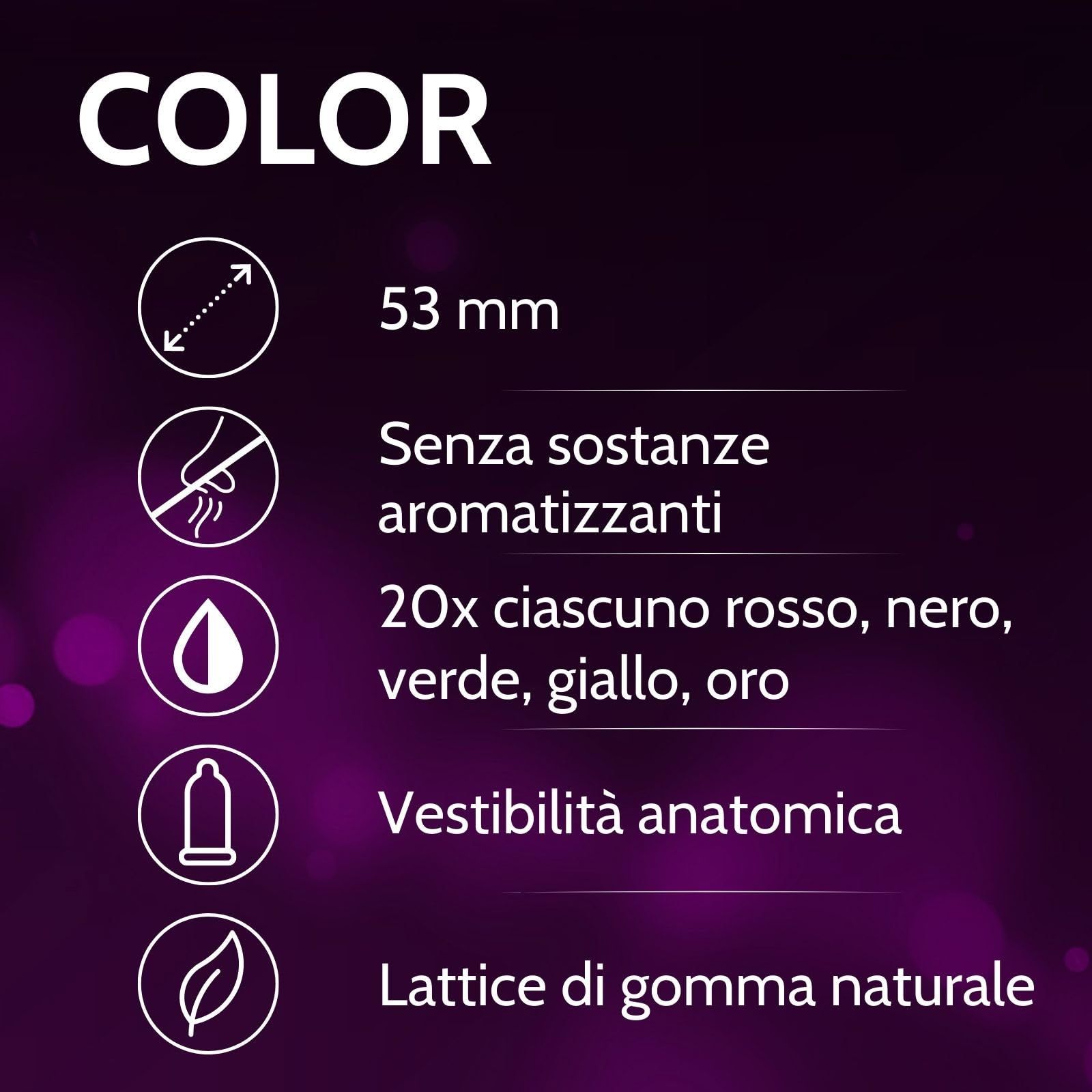 Preservativi Vibratissimo Color: 53mm, anatomici, lattice naturale.