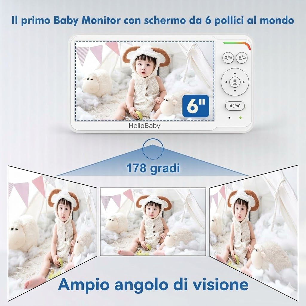Baby monitor con telecamera da 6 pollici HelloBaby