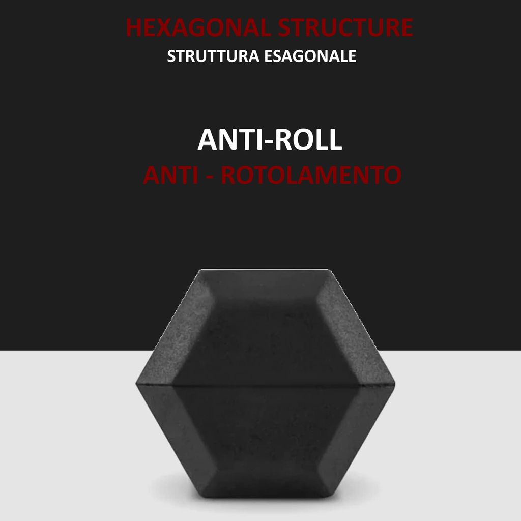 Estremità esagonale nera di un manubrio. Design anti-rotolamento.