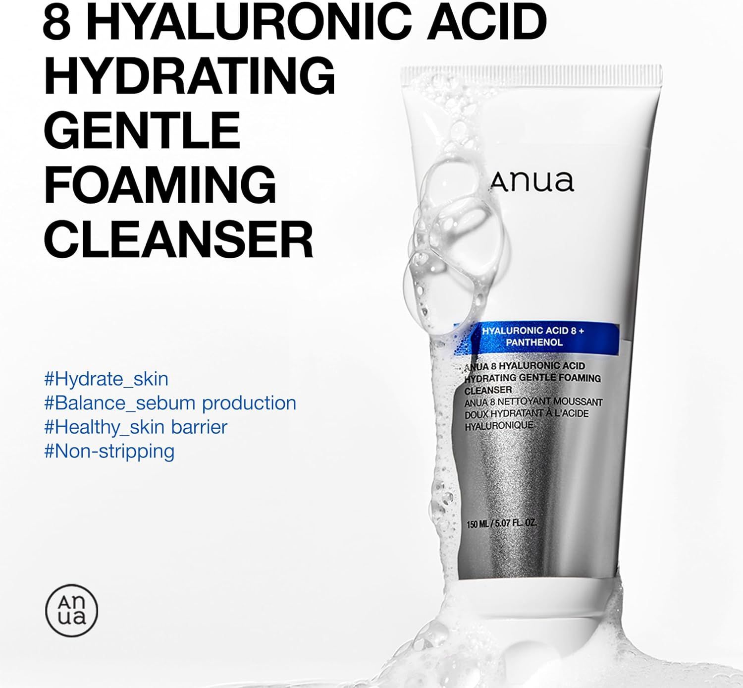 Anua 8 Hyaluronic Acid Hydrating Gentle Foaming Cleanser