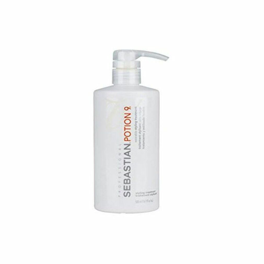 Flacone bianco con dosatore a pompa. Scritta: Sebastian Professional Potion 9. Nome del prodotto e altre informazioni.