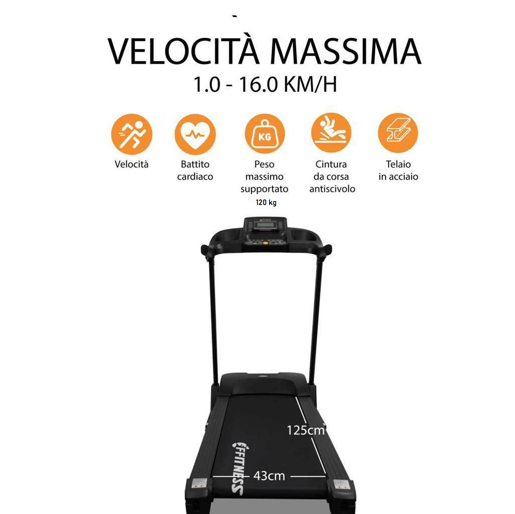FFitness Tapis Roulant Elettrico 16 km/h FF