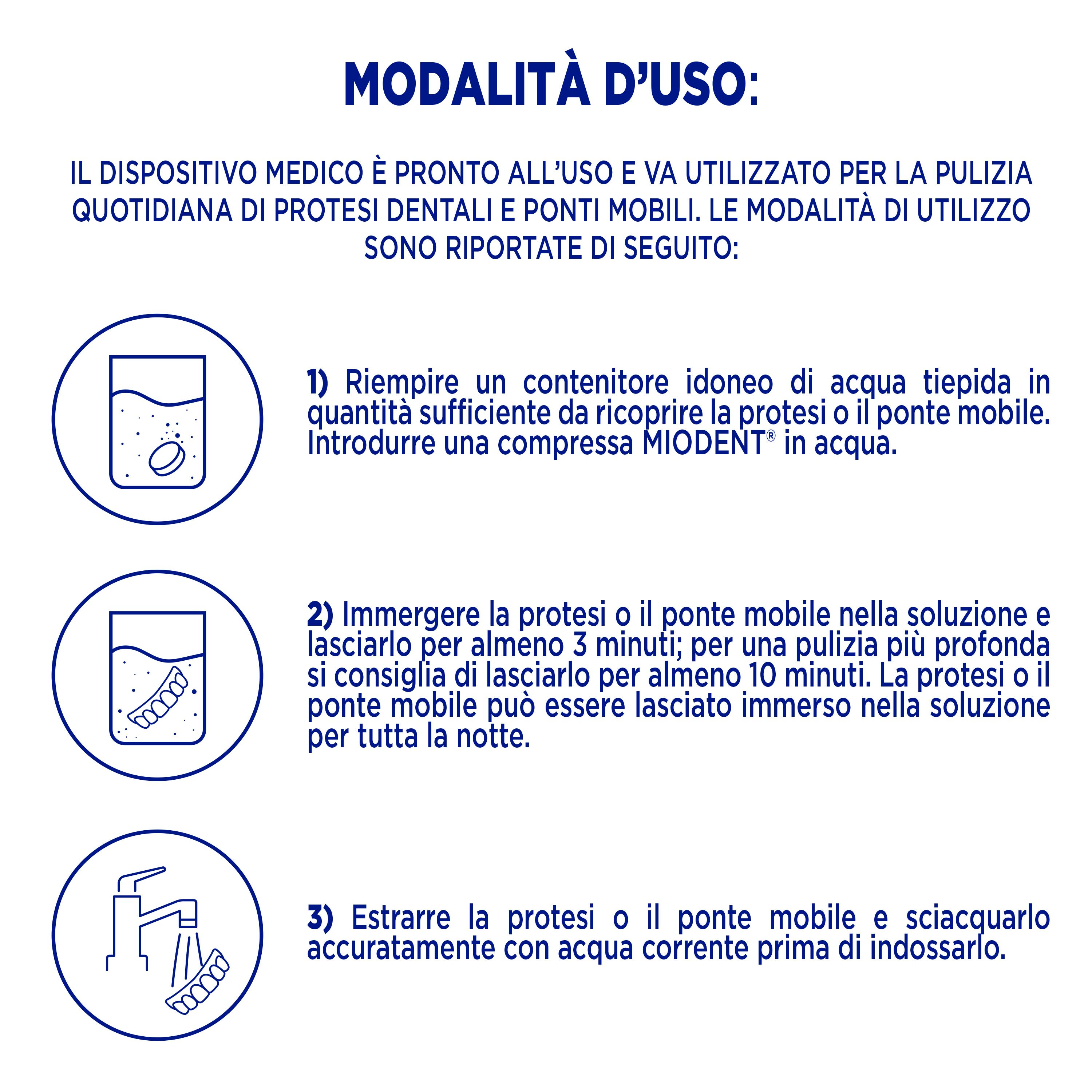 CARE for you MIODENT, Compresse Effervescenti per Protesi Dentali, Igiene in 3 Minuti, 56 Compresse