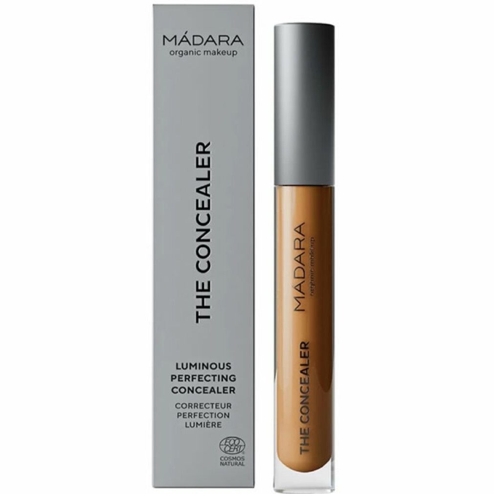 Correttore e confezione. Sulla confezione: MÁDARA, THE CONCEALER, Luminous Perfecting Concealer. Sul correttore: MÁDARA, THE CONCEALER.