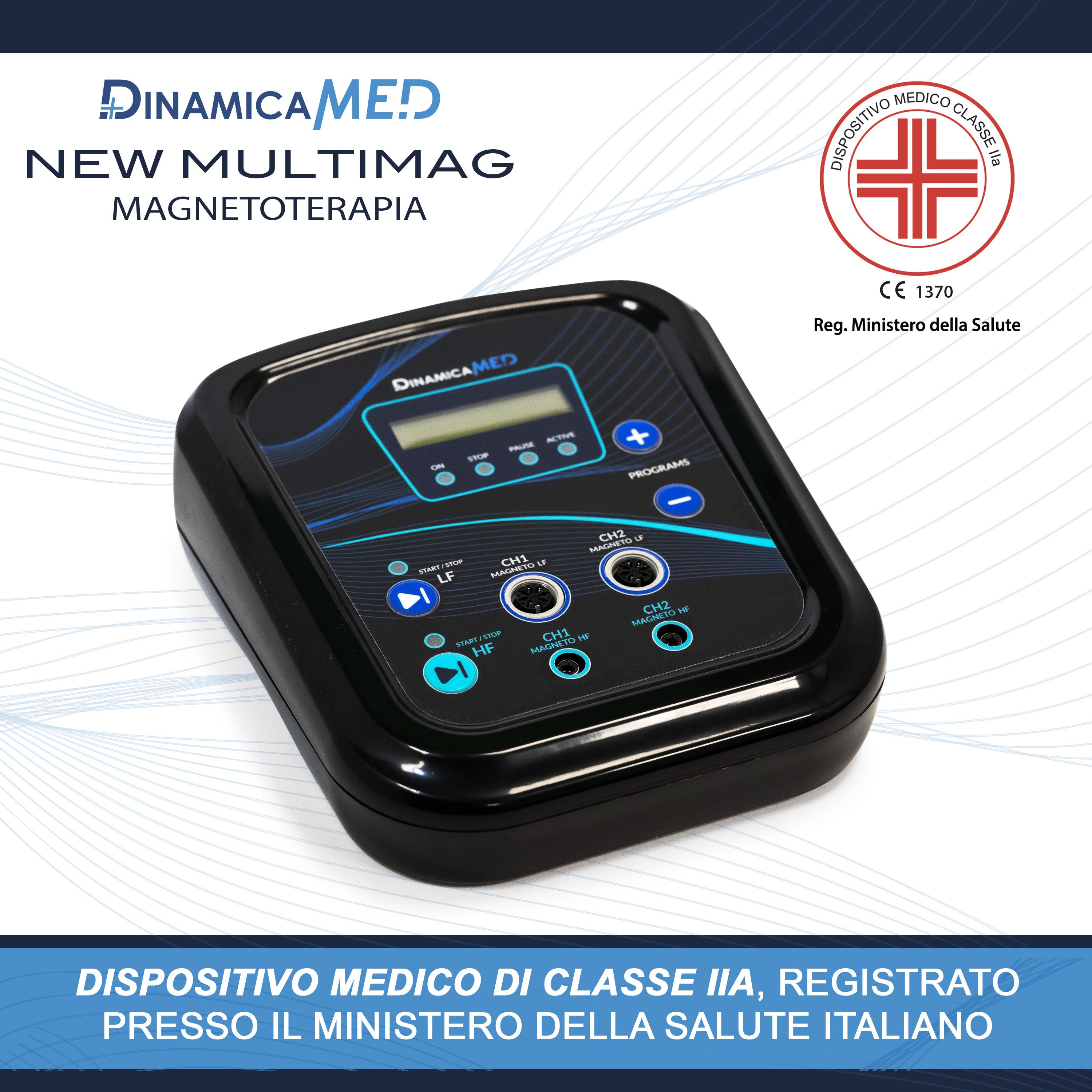 Apparecchio per magnetoterapia con marchio CE e registrazione Ministero Salute.