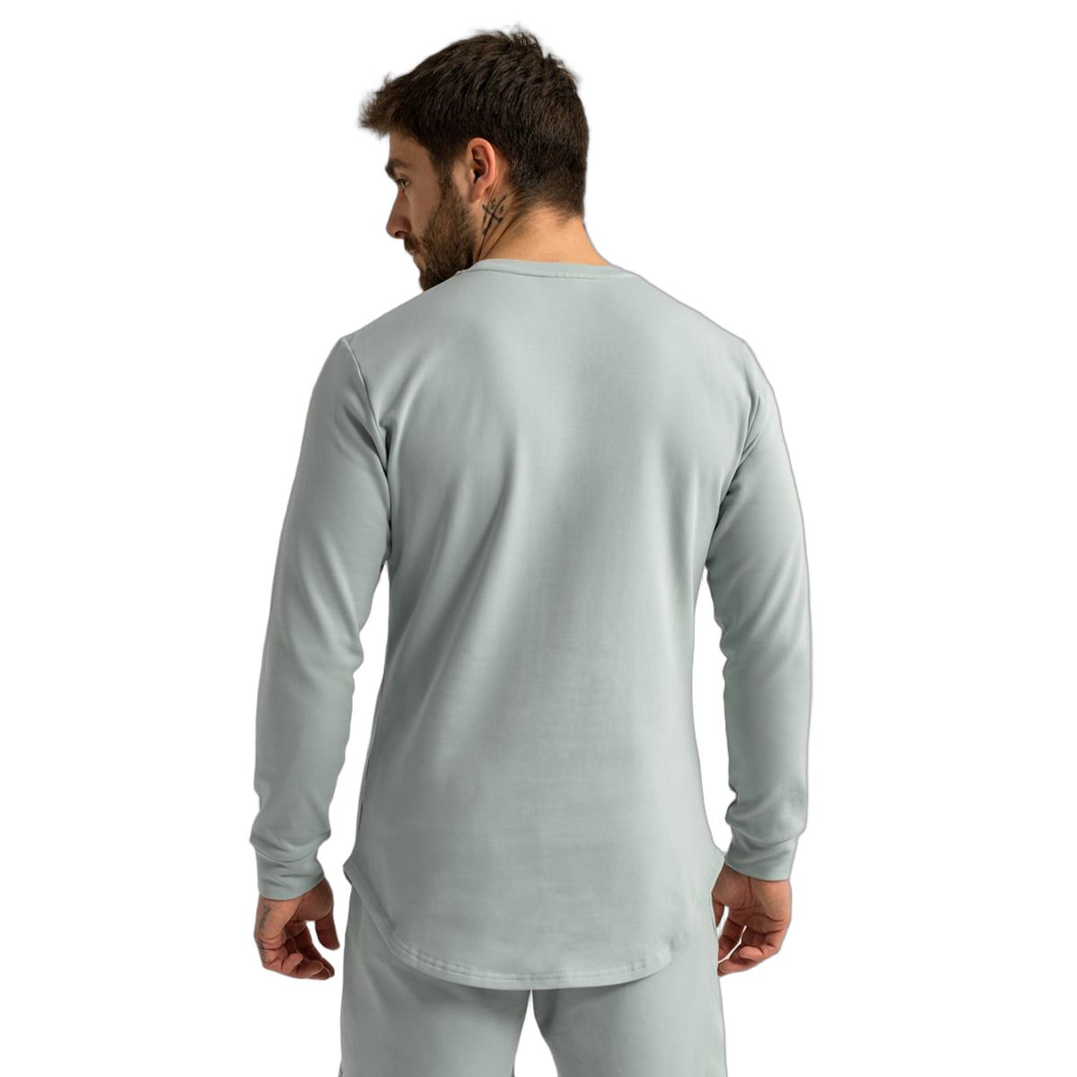 GymBeam Felpa uomo Limitless slim senza cappuccio e senza zip Eucalypt