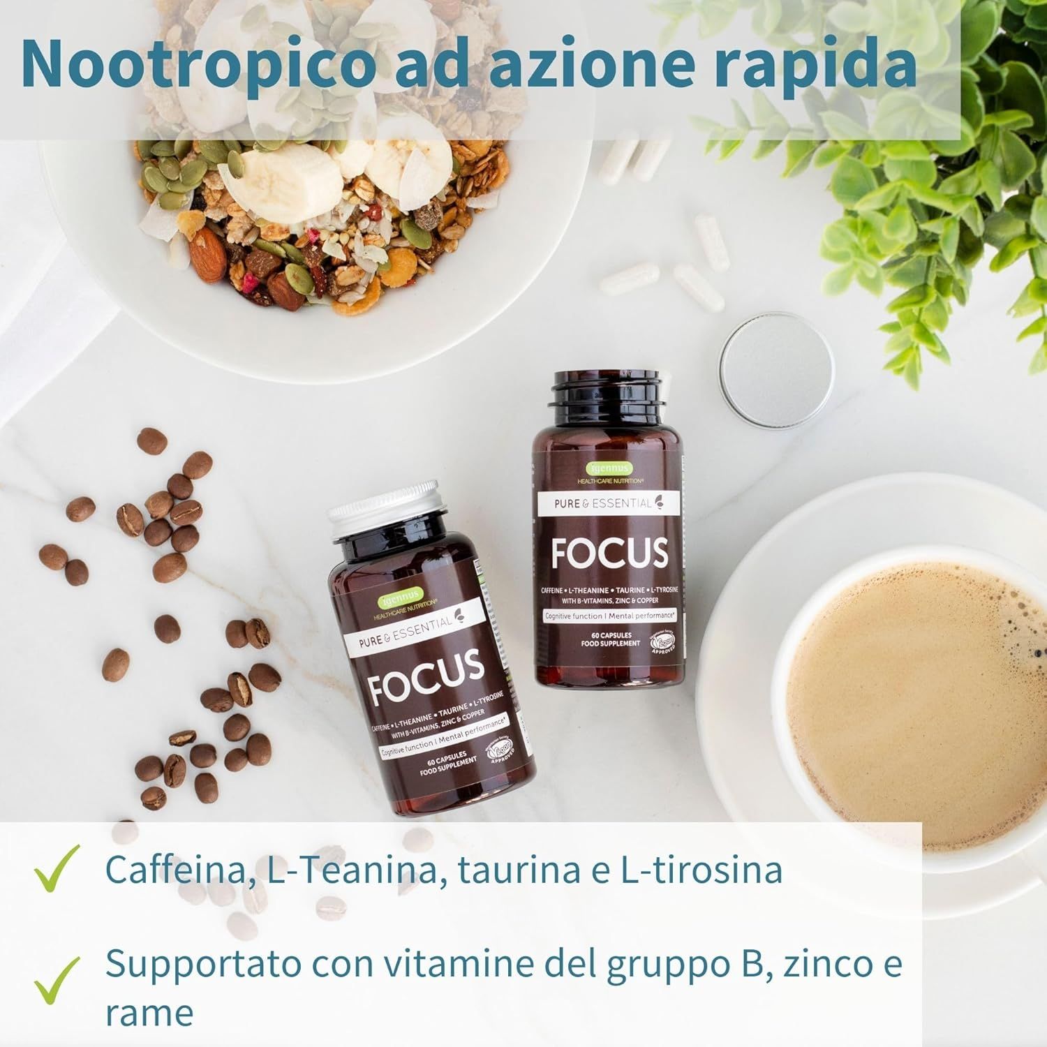 Uomo che legge un libro. Indicazioni per l'assunzione delle capsule Focus.