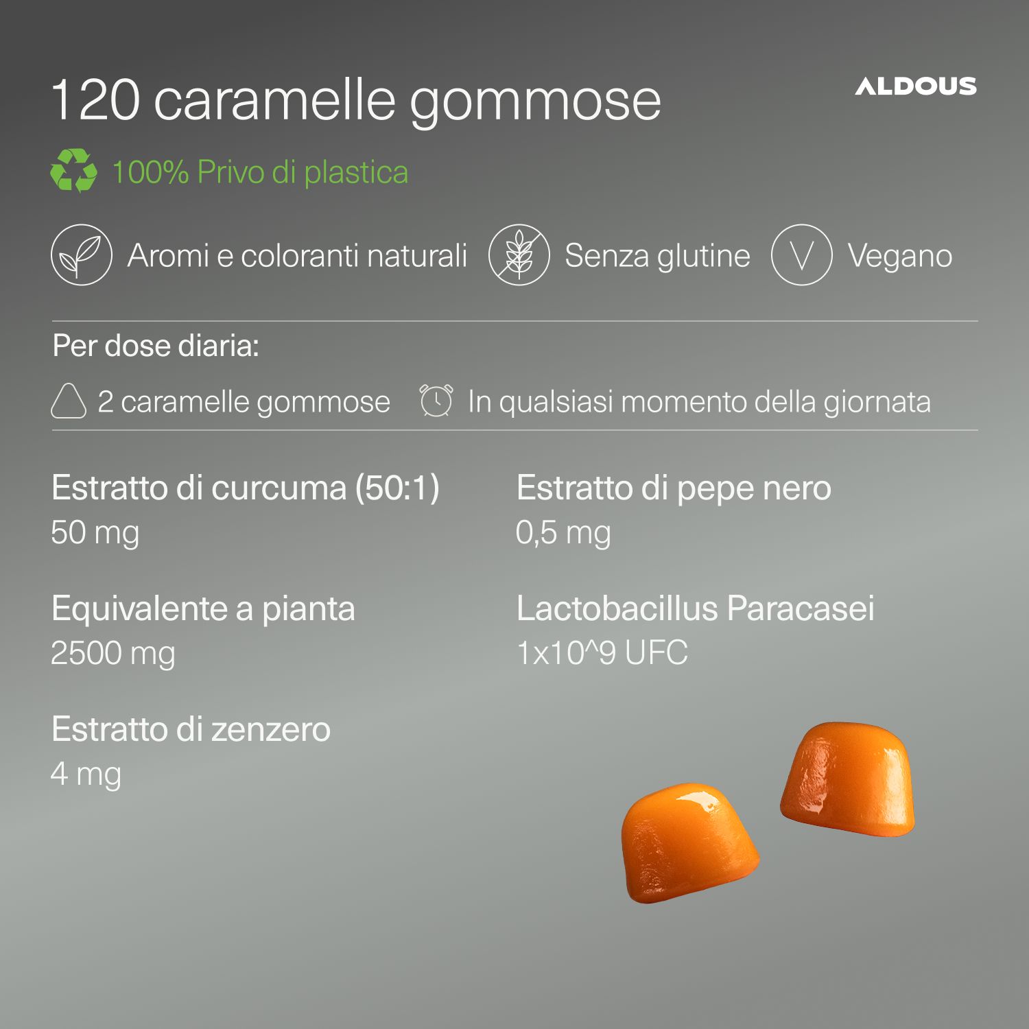 Aldous - Curcuma con Probiotici Gummies - Antinfiammatorio Naturale