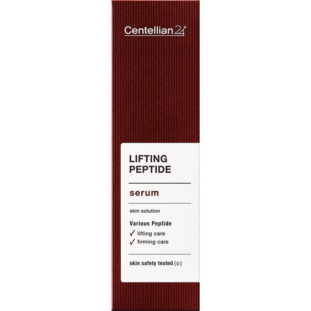 Confezione del Centellian24 Lifting Peptide Serum. Scatola rosso scuro con etichetta bianca.