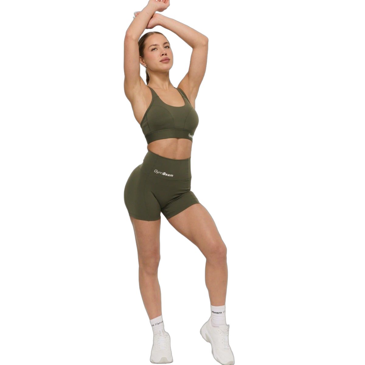 GymBeam Reggiseno sportivo donna Combat con spalline regolabili Olive Grey