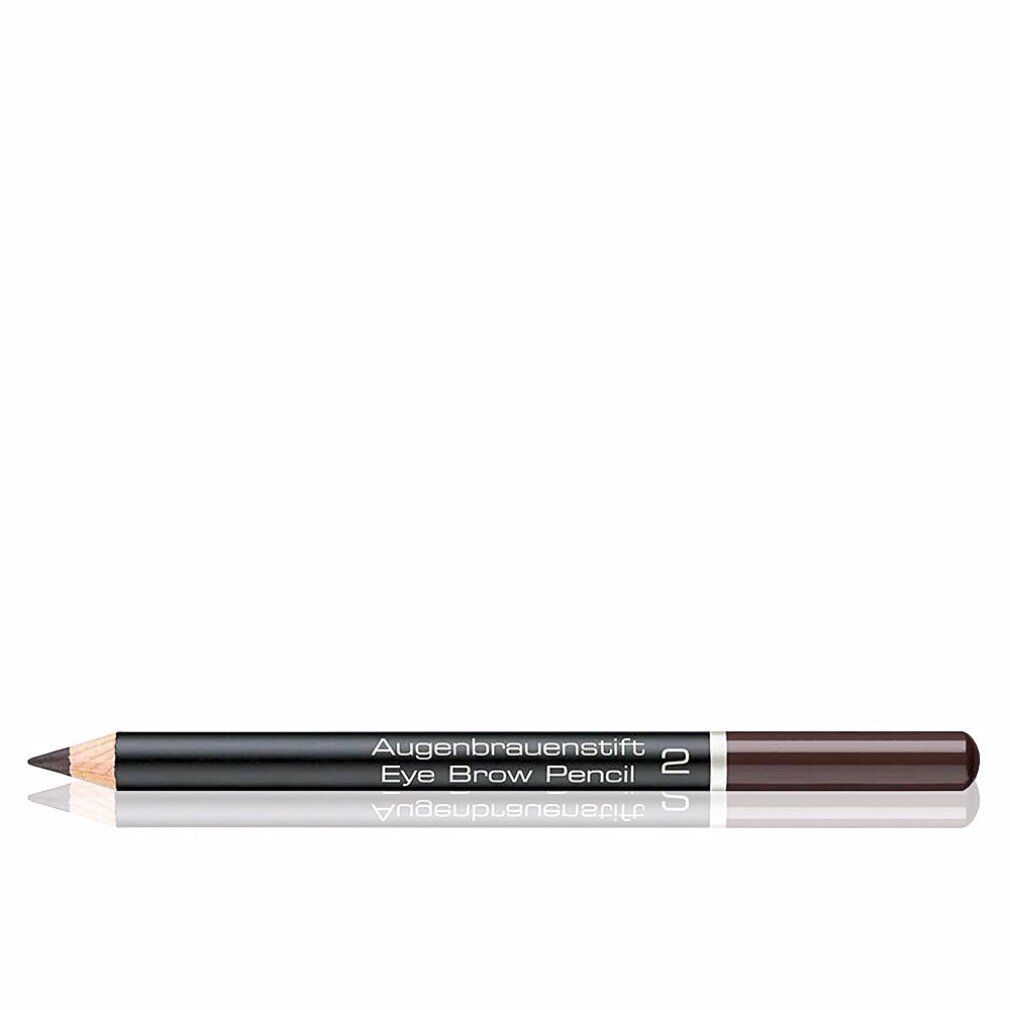 Matita per sopracciglia 2 marrone intenso. Matita marrone scuro con fusto nero. Scritta: Augenbrauenstift, Eye Brow Pencil.