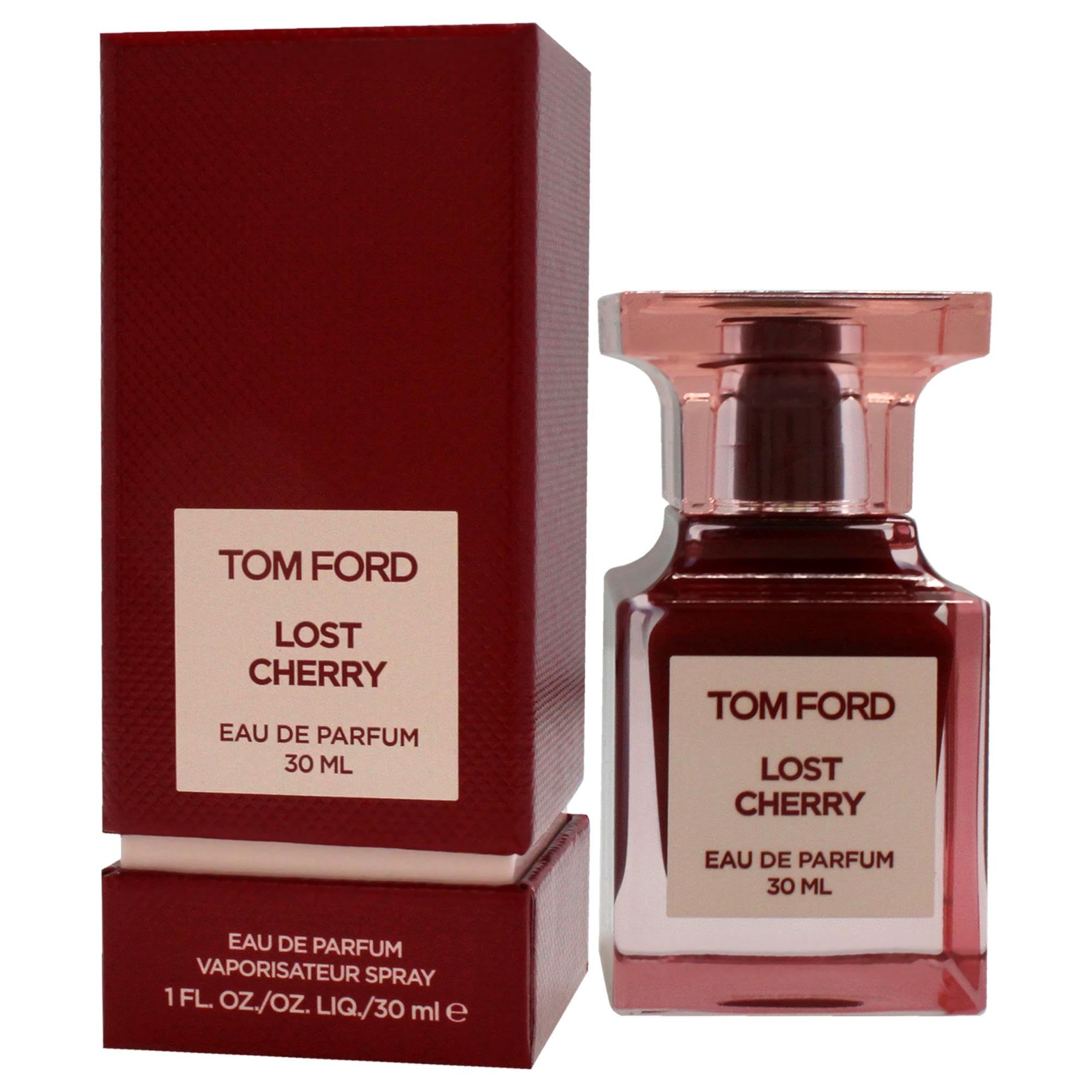 Flacone di profumo e confezione. Scritta: Tom Ford Lost Cherry Eau de Parfum 30 ml.