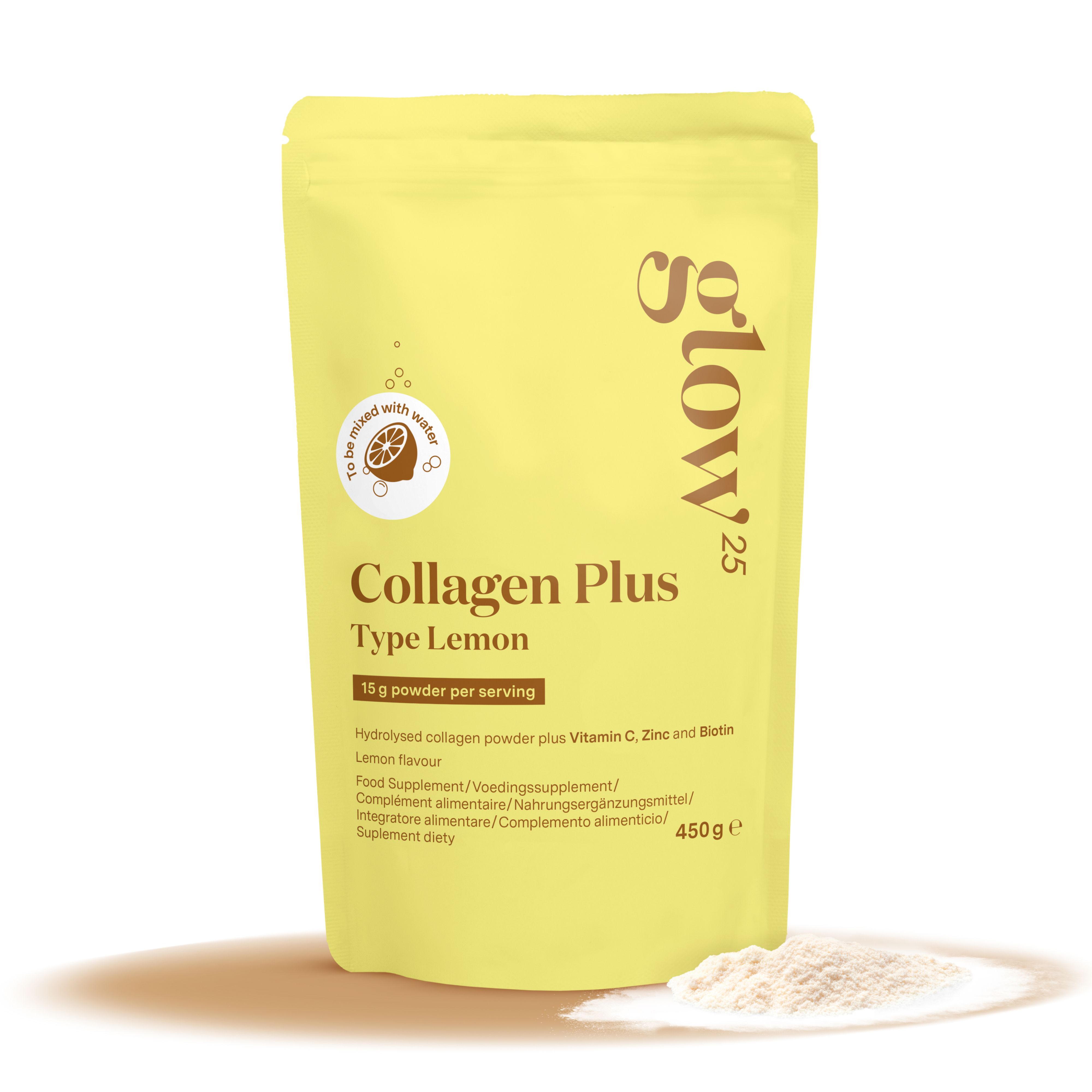 Glow25® Collagen Plus Type Lemon – Collagene idrolizzato con vitamina C, zinco e biotina
