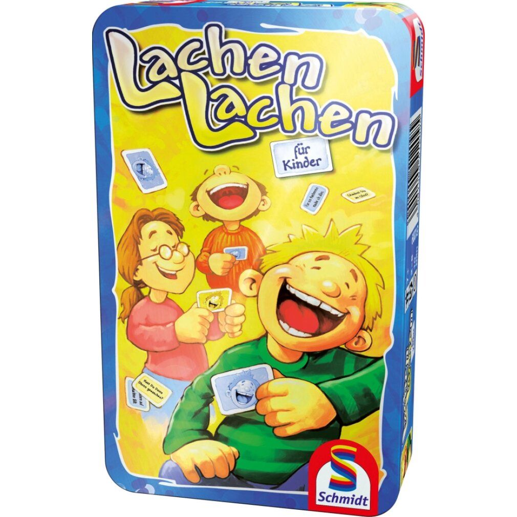 Scatola del gioco "Lachen Lachen für Kinder". Illustrazione di bambini che ridono. Logo Schmidt in basso a destra.