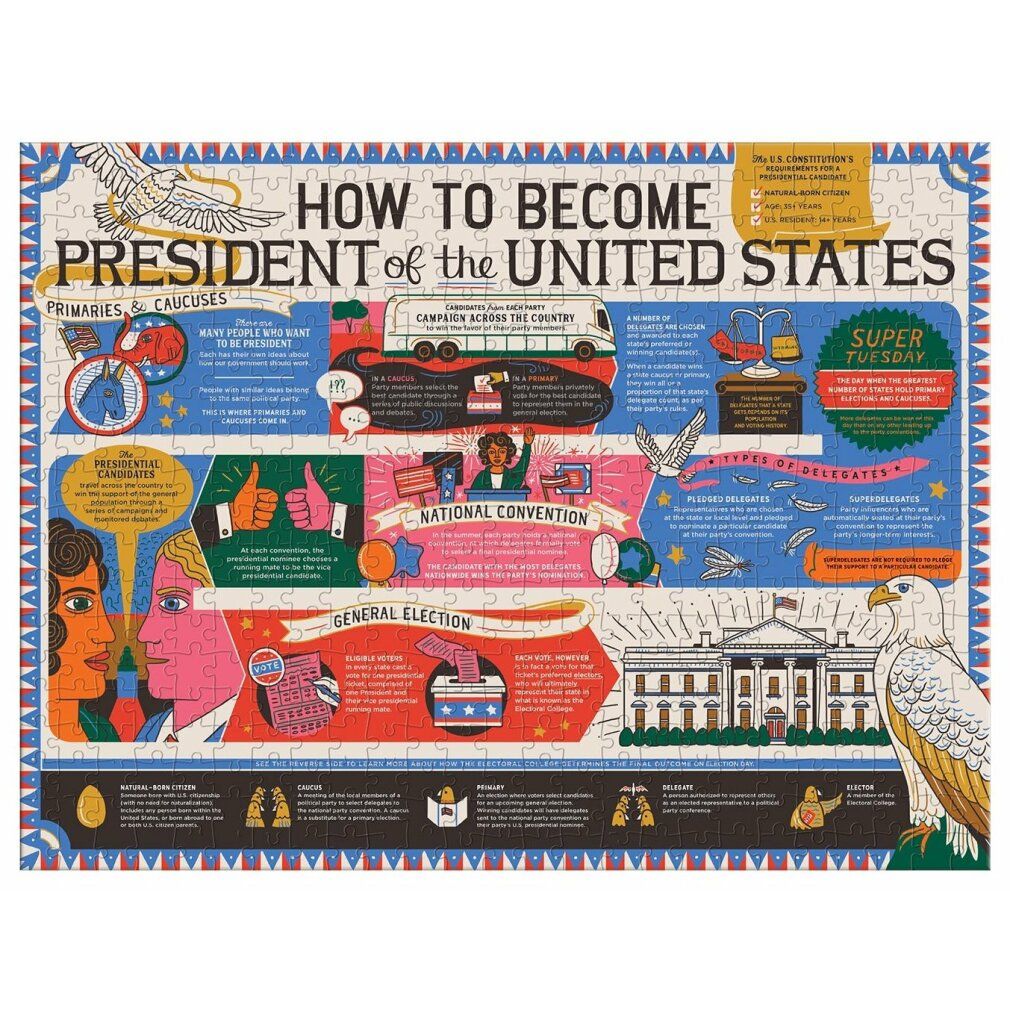 galison Puzzle reversibile Come diventare presidente degli Stati Uniti 500 pezzi