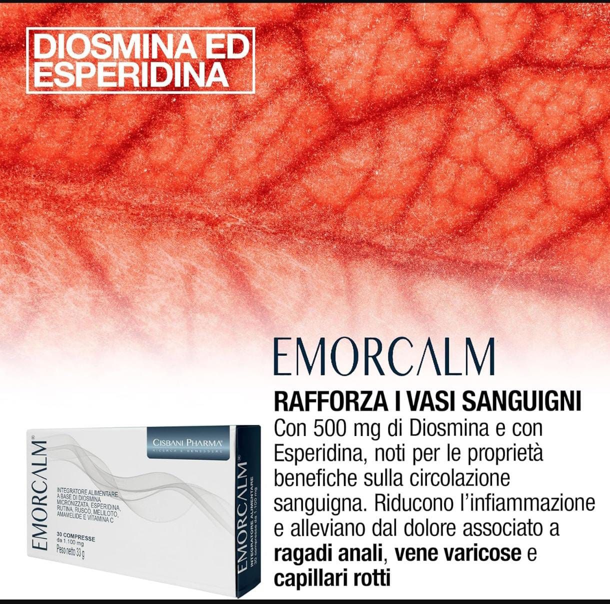 Cisbani Pharma Emorcalm compresse - ideale per circolazione e vene varicose