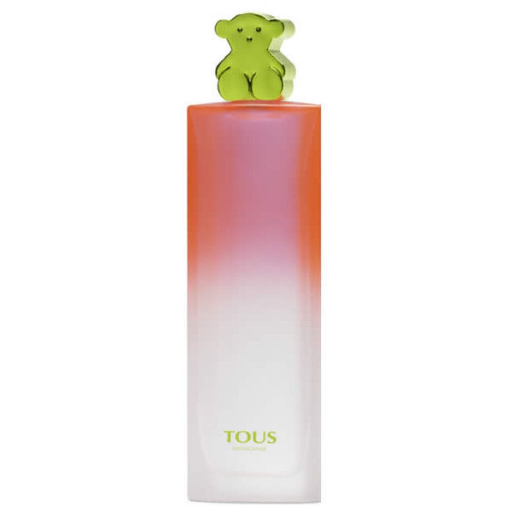 Spray Eau de Toilette Tous Neon Candy con tappo a orsetto verde e flacone sfumato.
