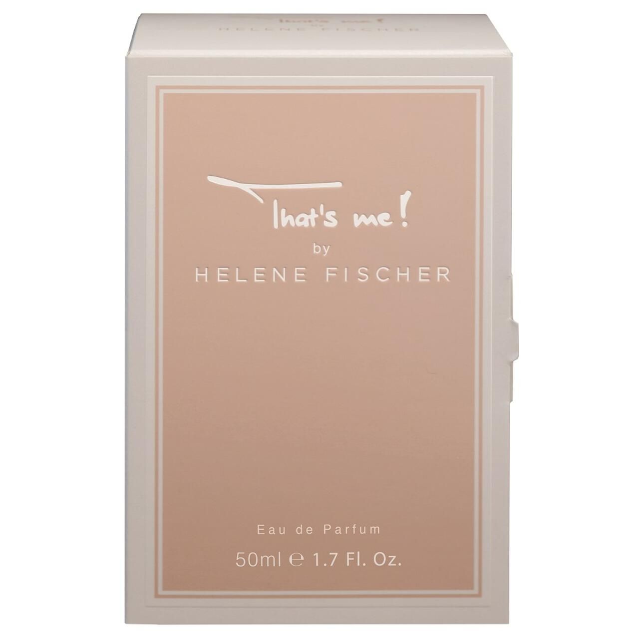 Confezione di profumo. Scatola rettangolare con scritta: That's me! by Helene Fischer. Contenuto: 50ml e 1.7 Fl. Oz.