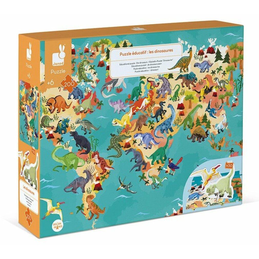 janod puzzle educativo dinosauro 200 pezzi
