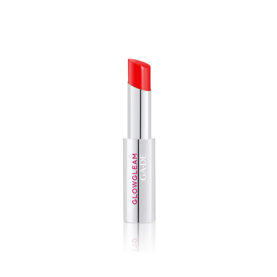 Rossetto rosso con astuccio argentato. Scritta: GLOWGLEAM, GA-DE.