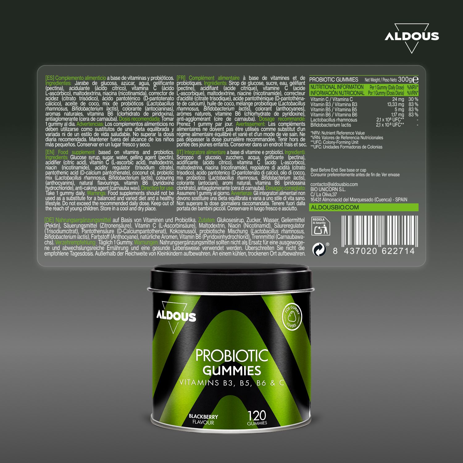 Aldous - Probiotici Gummies - Intestino,Gonfiore Addominale