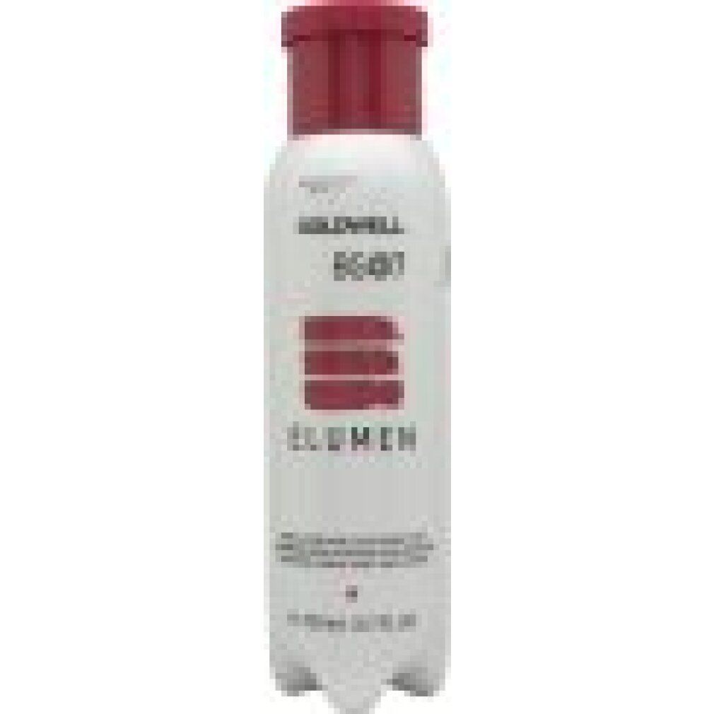 Flacone Goldwell Elumen Care, bianco con tappo rosso. Scritta Elumen, BG@7. Informazioni sul prodotto. Forma ovale del flacone.